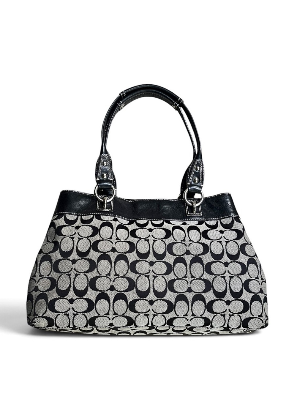 Coach Signature Penelope Black/Grey Jacquard Shoulder Bag Tote - Picture 2 of 15